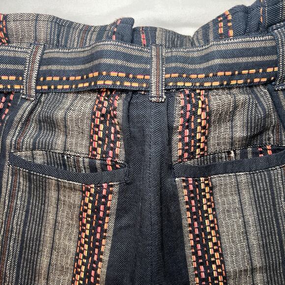 Anthropologie Lynnie Shorts Women Size XS Blue Striped Paperbag 100% Cotton Boho - Picture 11 of 11